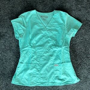 Teal Medium Grey's Anatomy Women's 3-Pocket Modern Fit Mock Wrap Scrub Top